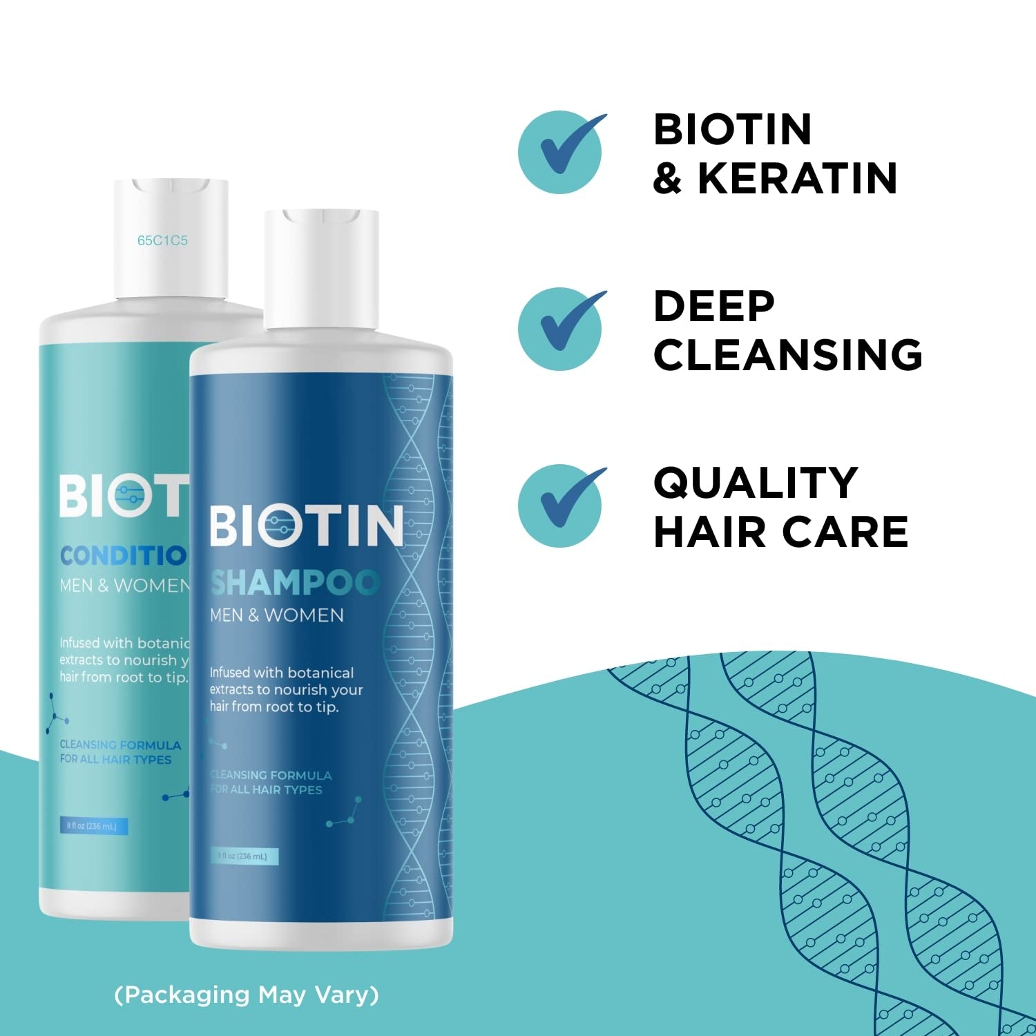 Biotin Shampoo and Conditioner with Scrubbers - Hair Shampoo Brush and Scalp Exfoliators with Volumizing Shampoo and Conditioner Set Made with Rosemary Essential Oil and Biotin for Thinning Hair 8Oz