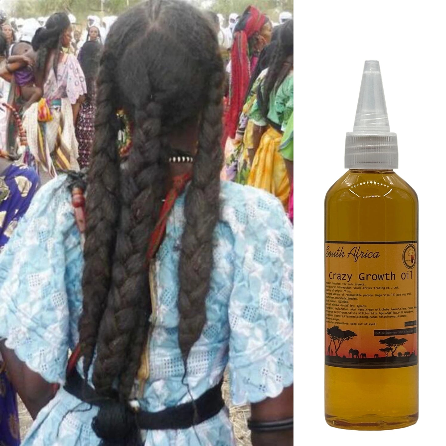 Africa Scalp & Hair Roots Strengthening Oil for All Hair Types Hair Grow with Rosemary Cloves Chebe Oil Crazy Growth Oil