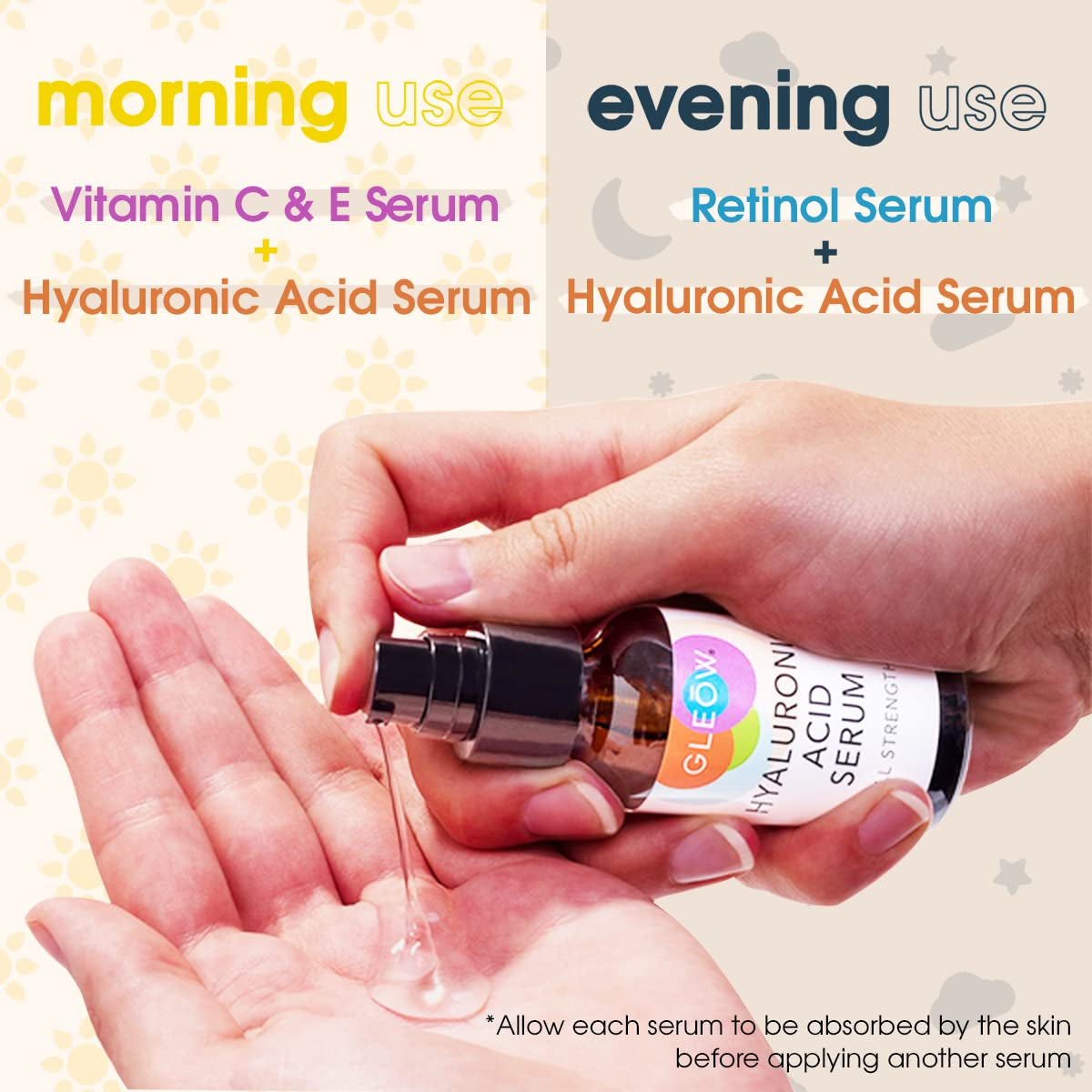 Retinol Serum for Face - Vitamin C Face Serum with Hyaluronic Acid Serum for Face, Vitamin C Serum for Face, Retinol for Face anti Aging Serum, Glow Face Serum 3X1Oz