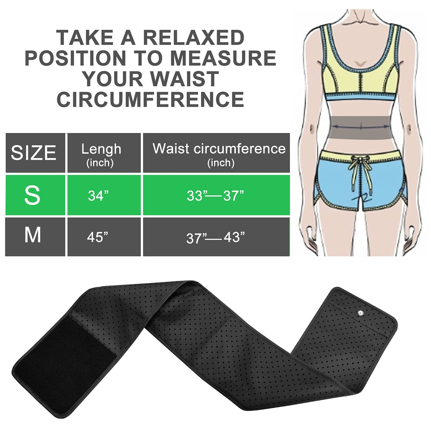 Grounding Pad, Grounding Belt Band Waist Protection for Men and Women, Breathable Back Brace Lumbar Support Belt.Grounding Conductive Carbon Leatherette for Better Sleep, Relieve Pain(S)