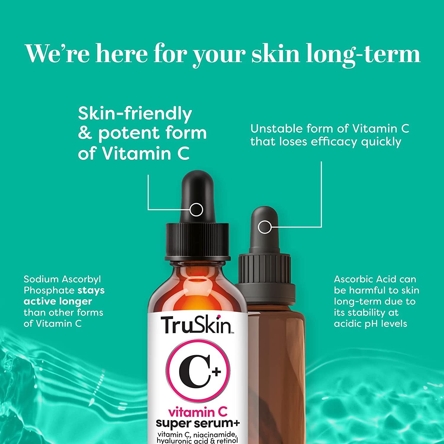 Truskin Vitamin C Super Serum with Niacinamide, Retinol, Hyaluronic & Salicylic Acid (BHA) - All-In-One anti Aging Facial Serum for Brightening, Firming, Dark Spots, Discoloration - 1 Fl Oz