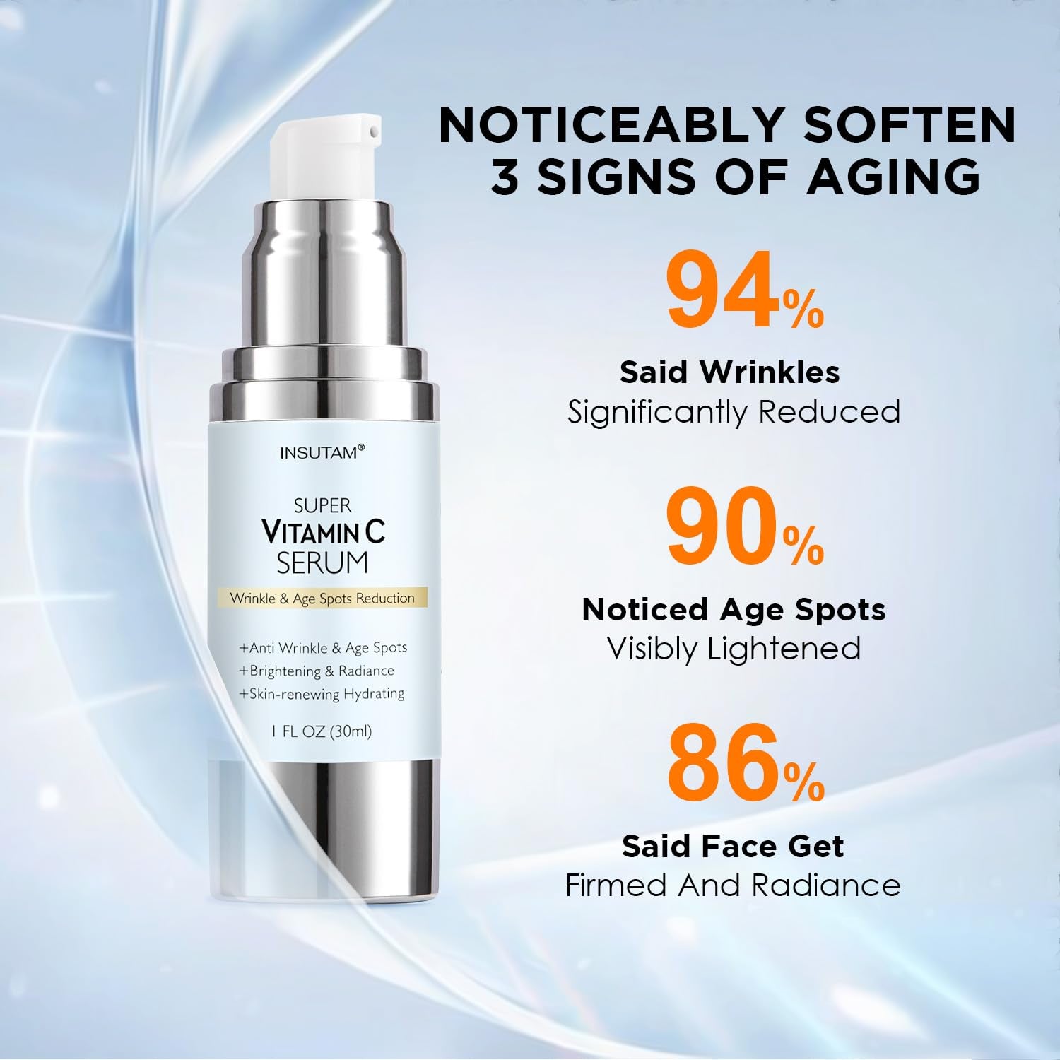 Vitamin C Face Serum with Hyaluronic Acid: Reduces Dark Spots - anti Aging Facial Serum for All Skin Types 1 FL OZ