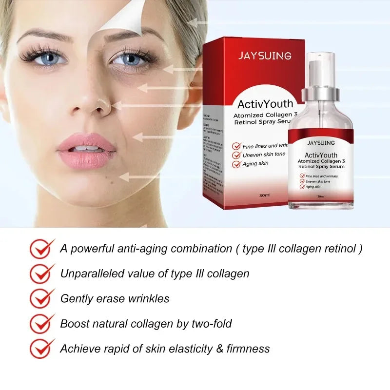 Atomized Collagen Retinol Spray Care Serum Fades Fine Lines Reduce Wrinkles Balance Uneven Skin Tone anti Aging Facial Skin Care