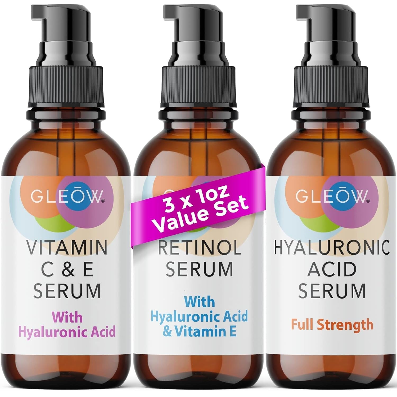 Retinol Serum for Face - Vitamin C Face Serum with Hyaluronic Acid Serum for Face, Vitamin C Serum for Face, Retinol for Face anti Aging Serum, Glow Face Serum 3X1Oz