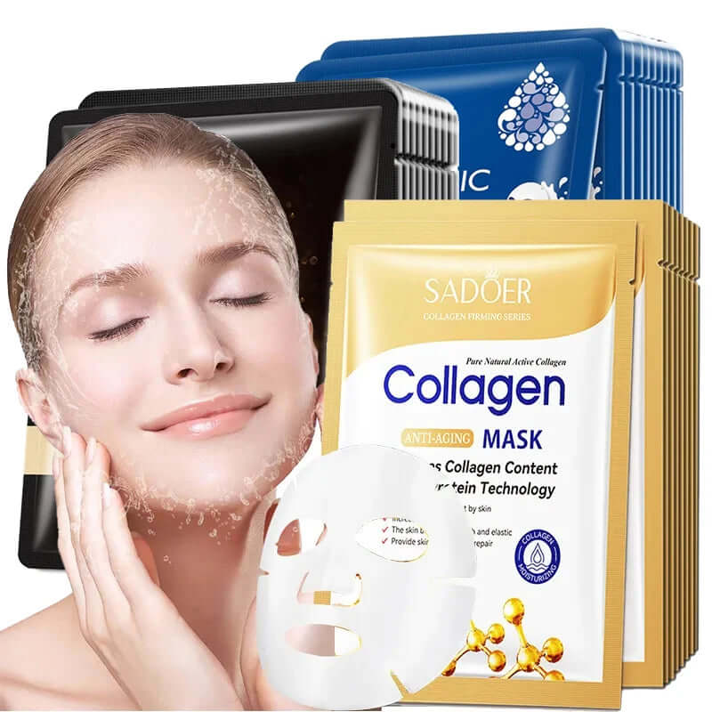 20Pcs Snail Collagen Face Mask Skincare Moisturizing Brightening Firming Facial Masks Face Sheet Mask Korean Skin Care