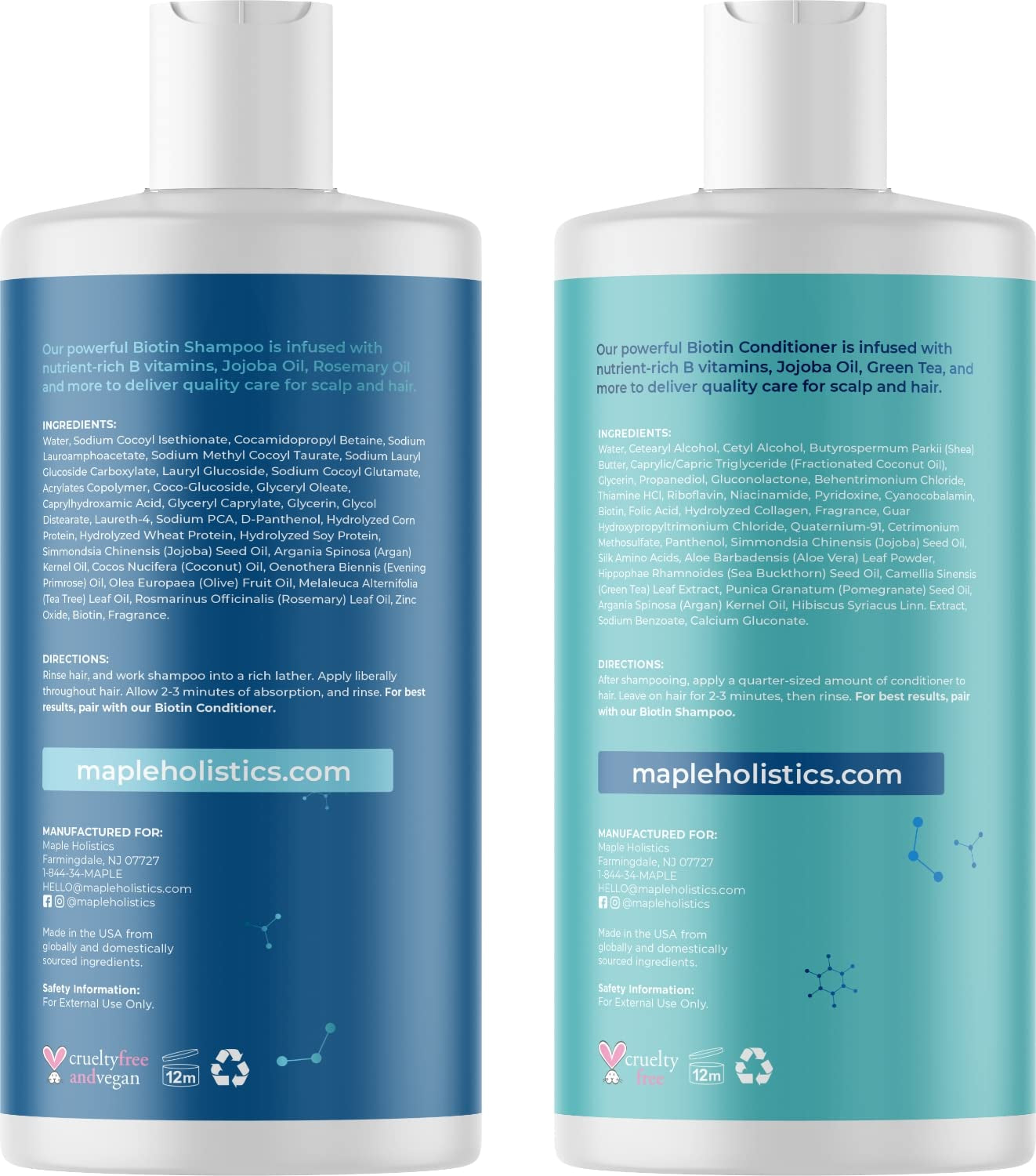 Biotin Shampoo and Conditioner with Scrubbers - Hair Shampoo Brush and Scalp Exfoliators with Volumizing Shampoo and Conditioner Set Made with Rosemary Essential Oil and Biotin for Thinning Hair 8Oz