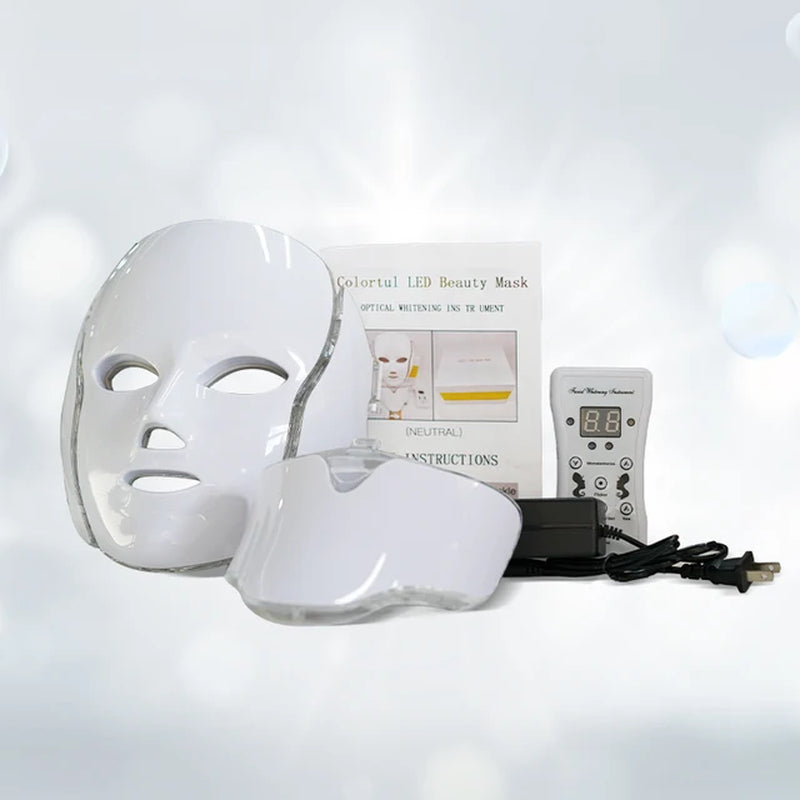 Infrared Thraed Photon Skin Rejuvenation Beauty Mask Includes Neck Mask 7-Color Multi-Functional Anti-Aging Mask to Fade Scars