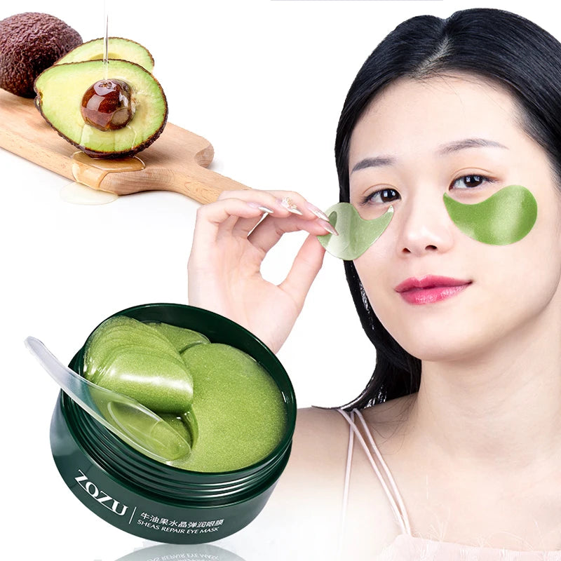 60 Pcs Avocado Collagen Mask Natural Moisturizing Gel Eye Patches Reduce Dark Circles Eye Wrinkle Korea Skin Care Eye Masks