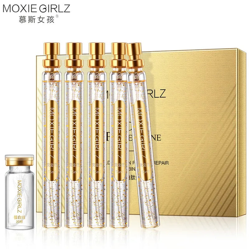 24K Gold Face Serum Active Collagen Silk Thread Facial Essence Smoothing Firming Moisturizing Hyaluronic Skin Care