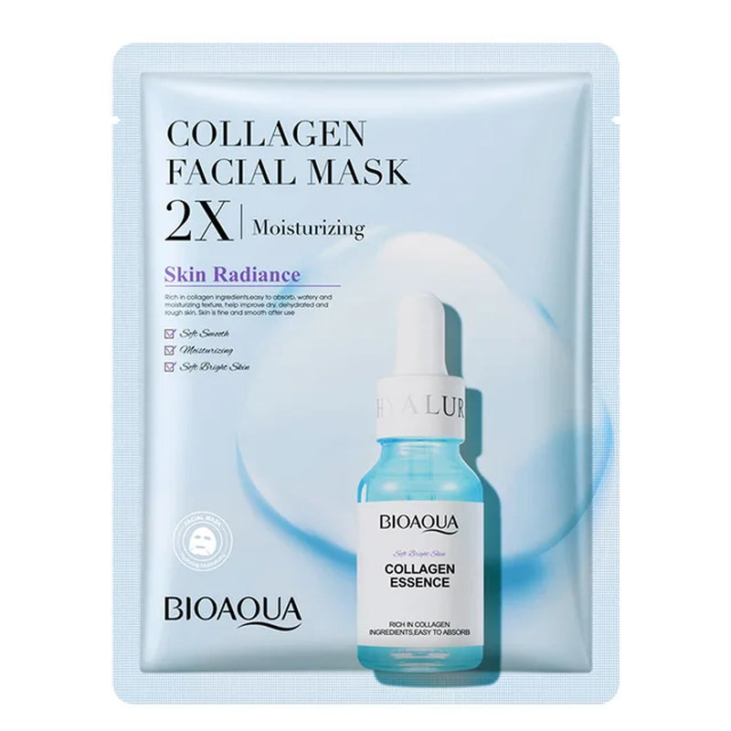 20Pcs BIOAQUA Centella Collagen Face Mask Moisturizing Refreshing Sheet Masks Hyaluronic Acid Facial Mask Skin Care Products