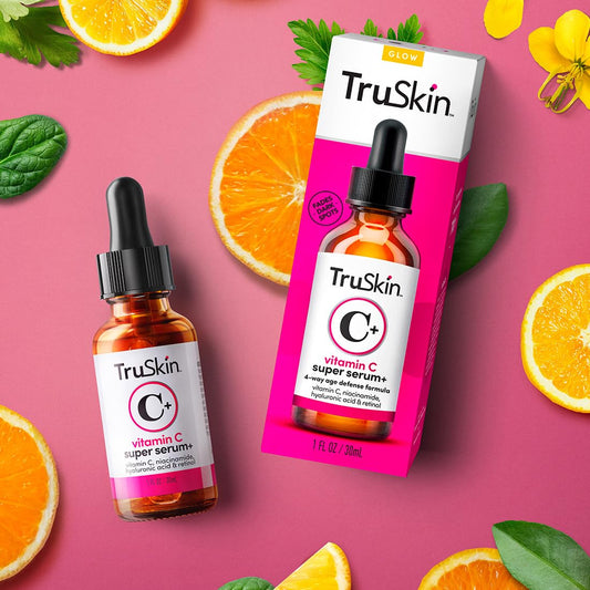 Truskin Vitamin C Super Serum with Niacinamide, Retinol, Hyaluronic & Salicylic Acid (BHA) - All-In-One anti Aging Facial Serum for Brightening, Firming, Dark Spots, Discoloration - 1 Fl Oz